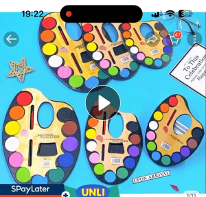 12 colors of watercolor paints for artistic painting paired with brushes and a high-quality palette