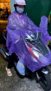 Áo mưa chấm bi 2 đầu có kính che mặt - Áo mưa đôi đi xe