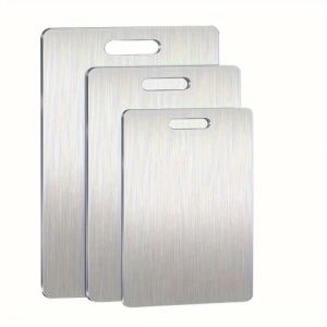 Bộ 3 Thớt Thép Không Gỉ - Bền Bỉ Chống Gỉ Dễ Vệ Sinh Không Chứa BPA An Toàn Thực Phẩm Dùng Để Chuẩn Bị Đồ Ăn Trong Nhà Bếp