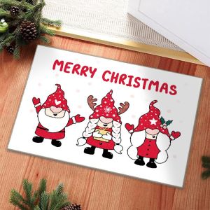 Thảm Trải Sàn Giáng Sinh VIKAMA Gnome Buffalo Plaid Thảm Trải Sàn Bền Bỉ Chống Trượt Trong Nhà Ngoài Trời Để Trang Trí Lối Vào Chống Phai Màu Phong Cách Hiện Đại