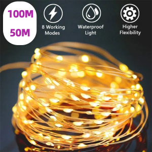 100M/50M/30M Twinkle Star LED Strip Lights 220V 110V EU US With 8 Lighting Modes For Ourdoor Christmas Party House Dec