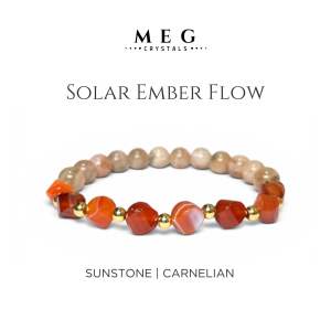 MEG Solar Ember Flow Sunstone Carnelian Beaded Bracelet