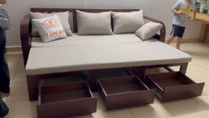 Ghế sofa giường kéo TGK-389 Gỗ Tràm Bông Vàng Nội Thất Phòng Khách Tâm An