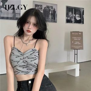 IELGY womens summer Hong Kong style small camisole outside wearing a hot girl bottoming shirt short top