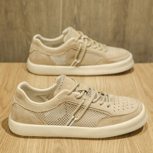 Mens Breathable Mesh Slip-On Sneakers Flat Bottom Casual Shoes Retro Versatile Sports Shoes Summer 2025 Trendy round Toe