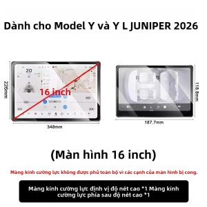 Bộ 2 Miếng Dán Cường Lực Kính Cường Lực 16 Inch Cho Tesla Model Y L 6 Chỗ Ngồi Juniper Launch 2026 Mặt Trước & Mặt Sau Độ Nét Cao Trong Suốt