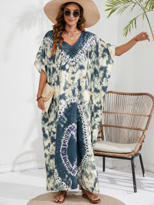 Plus Kích Thước Dài Đầm Nữ Dây Buộc Tay Cánh Dơi Đầm Maxi Loungewear Phong Cách Đi Biển Đồ Bơi Coverup Thường Ngày Mùa Hè Che