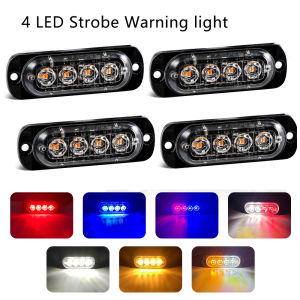LED Strobe Light For Car Truck Emergency Flashing Grille Light 4 LED Warning Light Police Work Light Bar Strobe Led Lamp 12V 24V