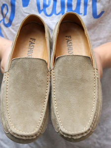 รองเท้าบู๊ทบุหนังสานระบายอากาศได้ดีสำหรับผู้ชายไซส์ใหญ่ ทรงส้นแบน ทรงหัวมน รองเท้าลำลอง รองเท้าบู๊ทแบบสวมสบาย