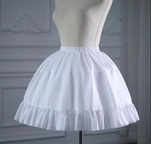 Women Girls Lolita Crinoline Petticoat Cotton Ball Gown Petticoat Short 2 Hoops Underskirt for Cosplay Big Hem Dress White