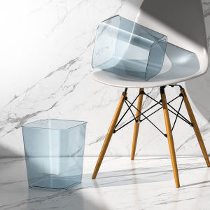 Large Capacity Acrylic PET Transparent Trash Can for Living Room Bedroom Office Kitchen Bathroom Waste Paper Basket Home Use