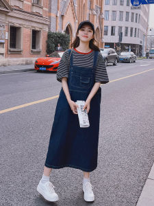 Lazy Style Denim Overalls Dress Womens Summer New Loose Casual Sleeveless Vest Dress High Waist A-Line Long Dress