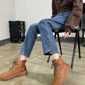 High Waist Elastic Denim Pants plus Size Women Straight Leg Smoke Tube Jeans Pear Shape Body Slimming Spring New Style