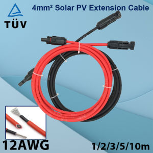 Solar PV Extension Cable with MC Connector 4mm2 12AWG Wire PV Photovoltaic Cable TÜV TUV Cable For PV Panels Red Black Jacket