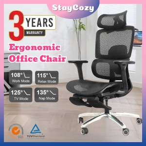 (3 Years Warranty) Ergonomic Mesh Office Chair with Headrest Legrest & 4D Armrest Comfortable Gaming Study Kerusi Pejabat