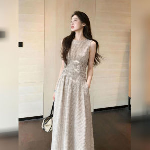 DANTING | Retro Style Checked Dress Slimming Holiday 2026 New Summer