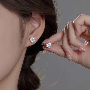YICAN | Dazzling Compact Zircon Stud Earrings Easy On Ear Hole Screw-back