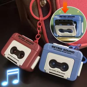 New Small Box Recorder Music Keychain Storage Box Retro Keychain Mini Player Commemorative Key Christmas Festival Gift
