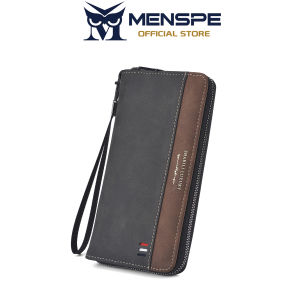 MENSPE Fashion Mens Wallet Long Wallet Soft PU Wallet Multi-Functional Wallet Retro Pattern Large Capacity Purse Multi-Card Position ID Credit Cards Holders Phone Bag Business Wallets Long Zipper Wallet