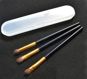 [3 PCs] Eyeshadow Brush Set Horse Hair Portable Models Makeup Brush Bevel Eye Shadow Brush Highlight Brush Soft Hair Eye Brush