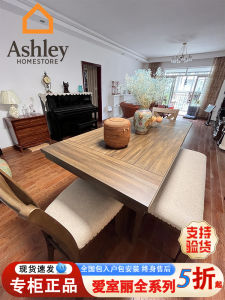 Ashley American Style Weathered Extendable Dining Table Chair Bench Combination Restaurant Furniture Suitable for 8 People