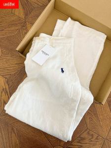 กางเกงขายาวทรงหลวมเอวสูงผ้าลินินแท้ระบายอากาศได้ดีสำหรับผู้หญิงในฤดูใบไม้ผลิและฤดูใบไม้ร่วง กางเกงขายาวทรงหลวมสบายๆ ทรงสลิมฟิต ปิดด้วยกระดุม ทรงหลวม ทรงหลวม