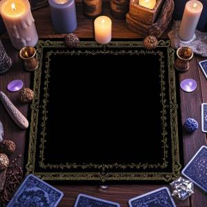 Night Sky Moon Stars Tarot Tablecloth Altar Decor Crystal Flowers & Plants Altar Cloth For Divination Spiritual Oracle Card Pad