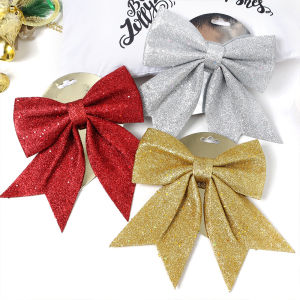 Christmas Glitter Bow Decoration Home Party Wedding Xmas Tree Decoration Ornaments DIY Wreath Gift Wrapping Christmas New Year Decor Hanging Pendants