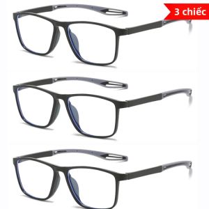 3 Kính Đọc Sách Đa Tiêu Tiến Bộ Cho Nam Và Nữ Mềm TR90 Chống Ánh Sáng Xanh Lão Thị +1.0 Đến 4.0 Gọng Hình Chữ Nhật