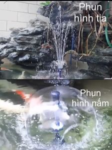 Máy bơm chìm không chổi than kèm đèn led nhiều màu LED-3800FP có đầu phun hình nấm dùng cho đài phun nước mini bể cảnh