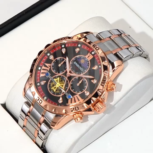 Genuine BINBOND luxury watch for men waterproof original brand multifunctional stainless steel tourbillon design luminous chronograph watch