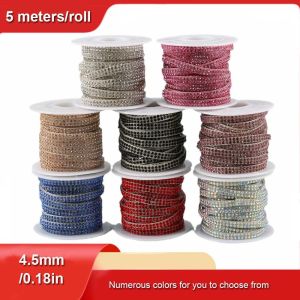 [2 Rows Resin Rhinestone Decorations] 2 Rows Of 5-meter 1 Roll Self-adhesive Resin Crystal Rhinestone Strips - Suitable For DIY