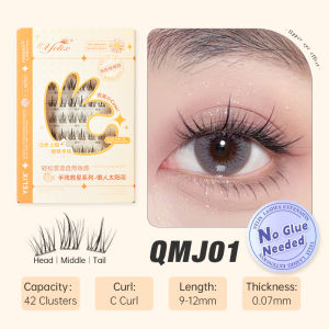 Yelix | Yelix Glue Free False Eyelashes Self-adhesive Natural Curve Soft Root Lashes 9-12mm DIY Segmented Lash Enlarge Eye Tool