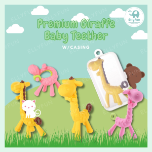 ELLYFUN Full Silicone Giraffe w/ case Baby Teether Toy Natural & Organic BPA-Free Silicone BT0101