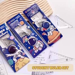 Bevavar Penggaris Bening Sekolah Isi 4 Pcs Ruller Set Transparant Perlengkapan Sekolah