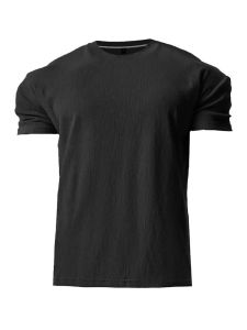 LIUBU | Black Textured Round Collar Fitted Short Sleeve Muscle Display T-Shirt