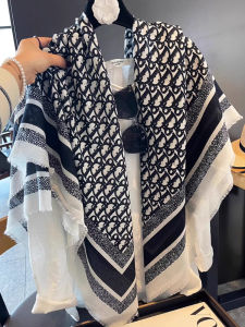 BILLI ZILLY | Khăn choàng lụa vải lanh chữ cái cổ điển dành cho nữ mùa hè mới cao cấp cảm giác quấn quanh cổ hở ngoài trời phòng máy lạnh