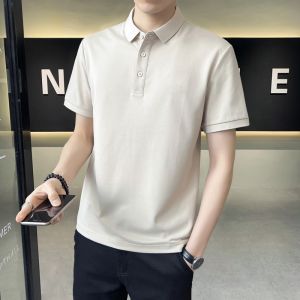 ROMON | Áo thun polo tay ngắn bằng lụa băng mùa hè mỏng thường ngày có cổ bẻ trẻ trung phong cách thành phố Romon dành cho nam