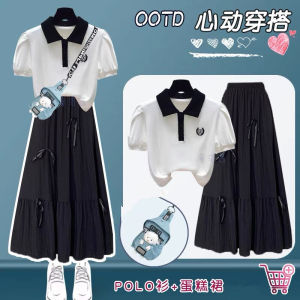 Princess Style Two-Piece Set Cute Girls Summer Skirt Suit Childrens Clothing Breathable Polyester Cotton Mix Standard Package