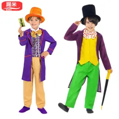 Halloween Charlie and Chocolate Factory Willy Wonka Oppa Cos Costume 61  Stage Kindergarten Performance Clothes