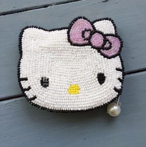 Azalea Pearl Embroidery Cartoon Cute Bows Pink Skirt KT Kids Girl Cat Student Handmade Beaded Hand Holding Zipper Bag