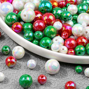 Tri-Color Mixed Christmas Halloween AB Loose Bead 6 8 10 12 14 16mm For Jewelry Making Handmade Craft Supplies Bracelet Necklace