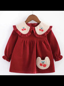 ชุดเดรสกันเปื้อนแบบมินิเจ้าหญิงสำหรับเด็กผู้หญิง ป้องกันน้ำหนัก ป้องกันการเปื้อน ทรงปกติ ผลิตจากผ้าคอร์ดูรอย สีสันสดใส