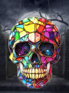 Sugar Skull -8-inch x 6-inch style pendant suitable for family gardens - perfect for Day of the Dead and holiday celebrations