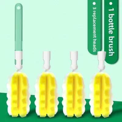 Baby Bottle Brush Sponge Replacement Head Baby Nipple Brush Bottle Brush Straw Brush Cleaning Baby Bottle Cleaning Brush Suit