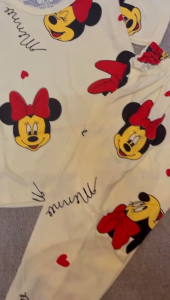 Setelan Piyama Anak Cewek Motif Minnie Mouse Lengan Pendek Celana Panjang Usia Anak 6 Bulan-6 Tahun