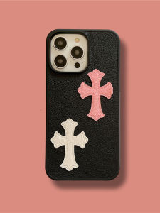Fashionable Leather Cross Design Phone Case for 15 pro Full Cover Anti-Fall Matte Protection Compatible with Models 12 11