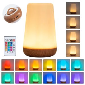 USB Touch Control LED Night Light 13 สีเปลี่ยนหรี่แสงได้โคมไฟข้างเตียงพร้อมรีโมทสําหรับห้องนอน Camping อ่านตกแต่ง