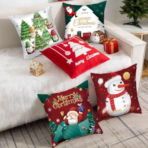 18x18 Inch Christmas Pillow Cover Decorative Santa Claus Cartoon Print Pillow Cushion Cover Home Sofa Xmas Cushion Cover