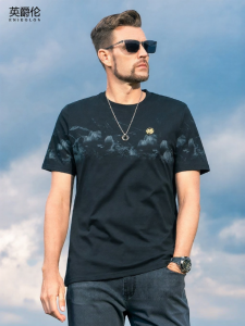 Enjeolon | Heavy Stylish Summer Ink Wash Landscape Printed T-Shirt 220g